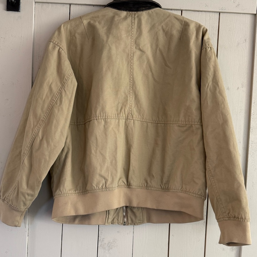 wild fable Tan bomber Jacket with Dark Brown faux leather Trim - Picture 5 of 7